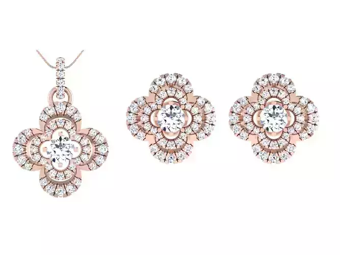 Women Earring Pendant Set 3dm STL OBJ FBX Render Details