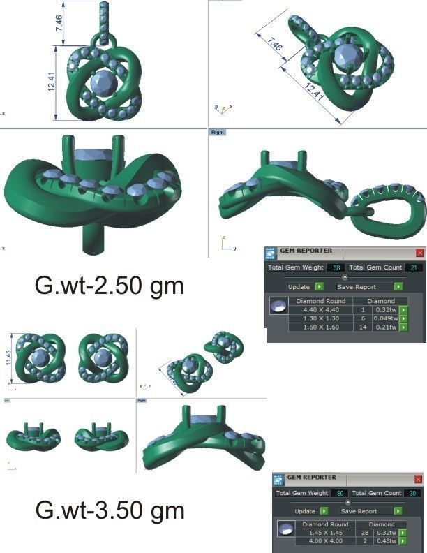 Women Earring Pendant Set 3dm STL OBJ FBX Render Details 3D print model_49
