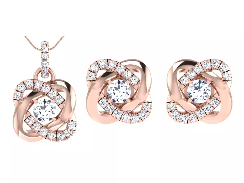 Women Earring Pendant Set 3dm STL OBJ FBX Render Details 3D print model_0