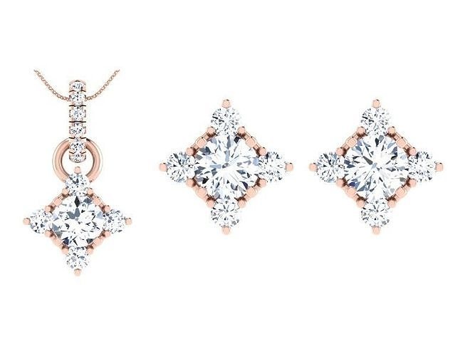 Women Earring Pendant Set 3dm STL OBJ FBX Render Details 3D print model