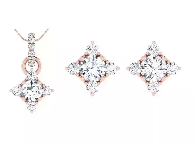 Women Earring Pendant Set 3dm STL OBJ FBX Render Details