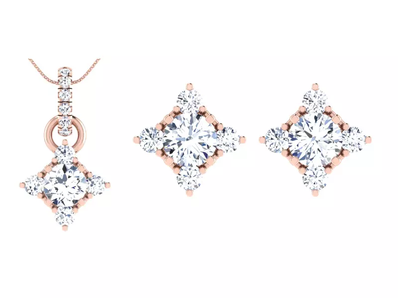 Women Earring Pendant Set 3dm STL OBJ FBX Render Details 3D print model_0