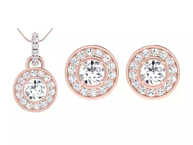 Women Earring Pendant Set 3dm STL OBJ FBX Render Details