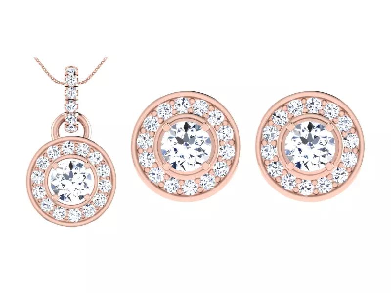 Women Earring Pendant Set 3dm STL OBJ FBX Render Details 3D print model_0