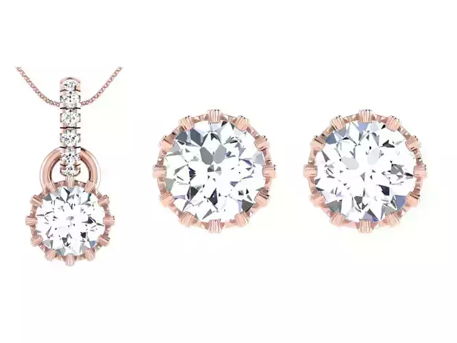 Women Earring Pendant Set 3dm STL OBJ FBX Render Details