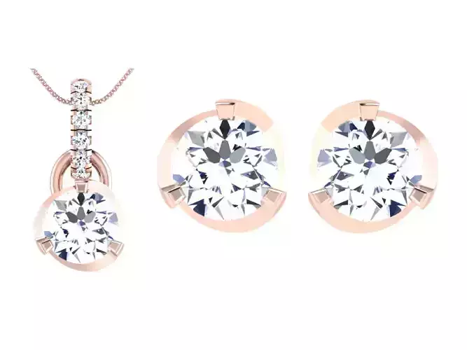 Women Earring Pendant Set 3dm STL OBJ FBX Render Details