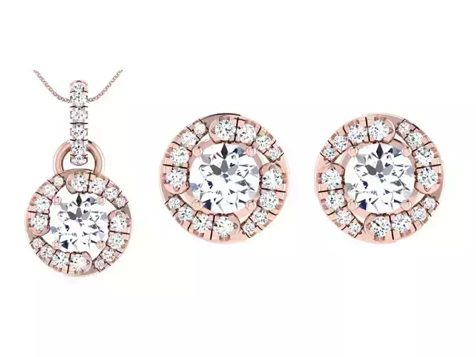 Women Earring Pendant Set 3dm STL OBJ FBX Render Details