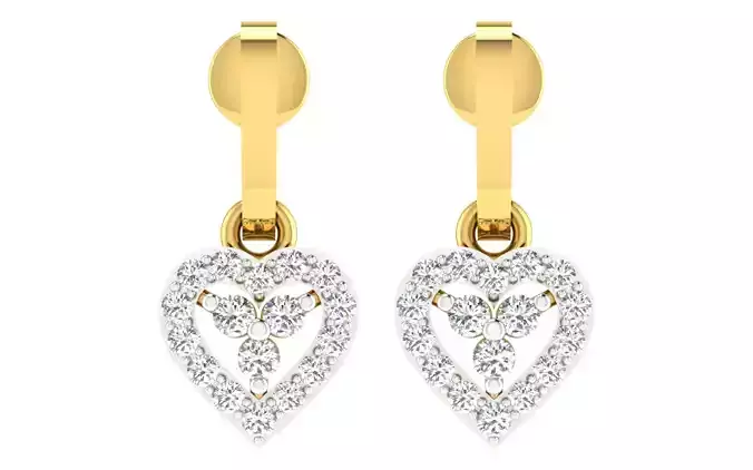 Women Drop Heart Earring 3dm STL OBJ FBX Render Details