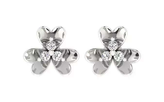 Women Solitaire Stud Earring 3dm STL OBJ FBX Render Details