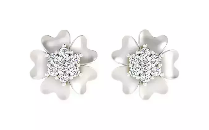 Women Solitaire Earring 3dm STL OBJ FBX Render Details