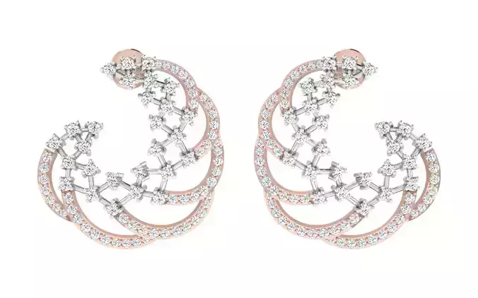 Solitaire Women Drop Earring 3dm STL OBJ FBX Render Details