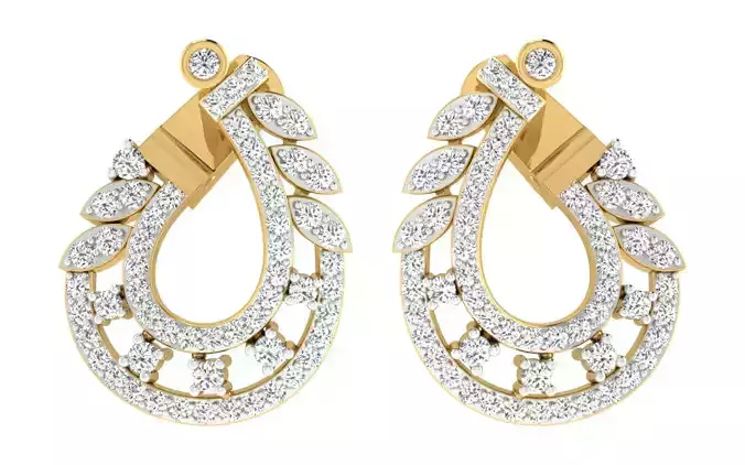 Solitaire Women Drop Earring 3dm STL OBJ FBX Render Details