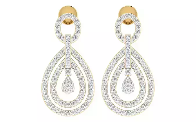 Solitaire Women Drop Earring 3dm STL OBJ FBX Render Details