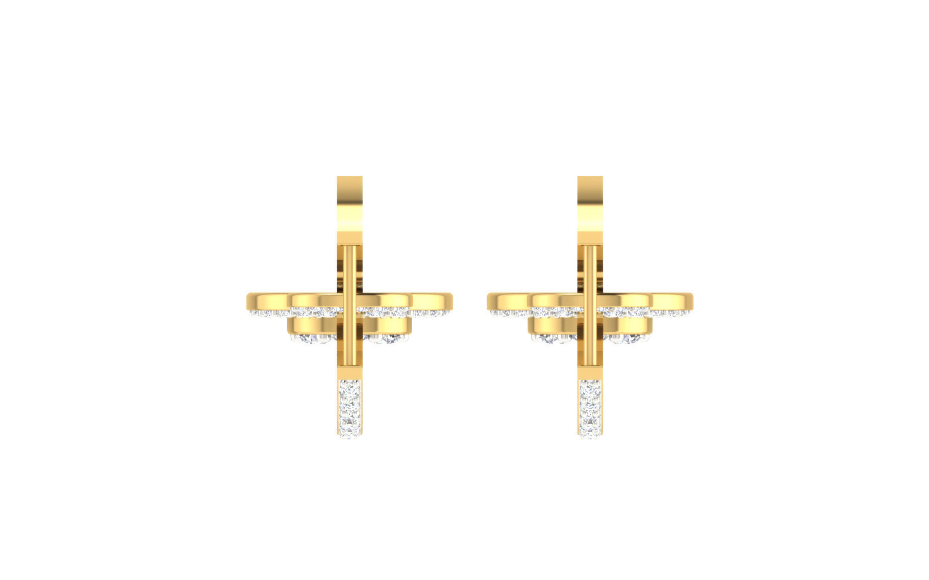 Solitaire Women Drop Earring 3dm STL OBJ FBX Render Details 3D print model_6