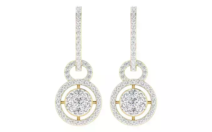 Solitaire Women Drop Earring 3dm STL OBJ FBX Render Details