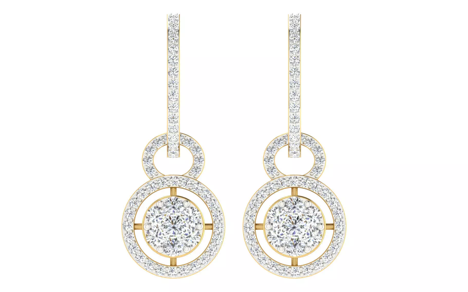 Solitaire Women Drop Earring 3dm STL OBJ FBX Render Details 3D print model_0