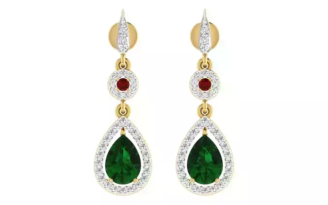 Solitaire Women Drop Earring 3dm STL OBJ FBX Render Details