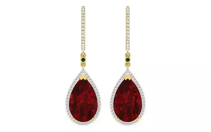 Solitaire Women Drop Earring 3dm STL OBJ FBX Render Details