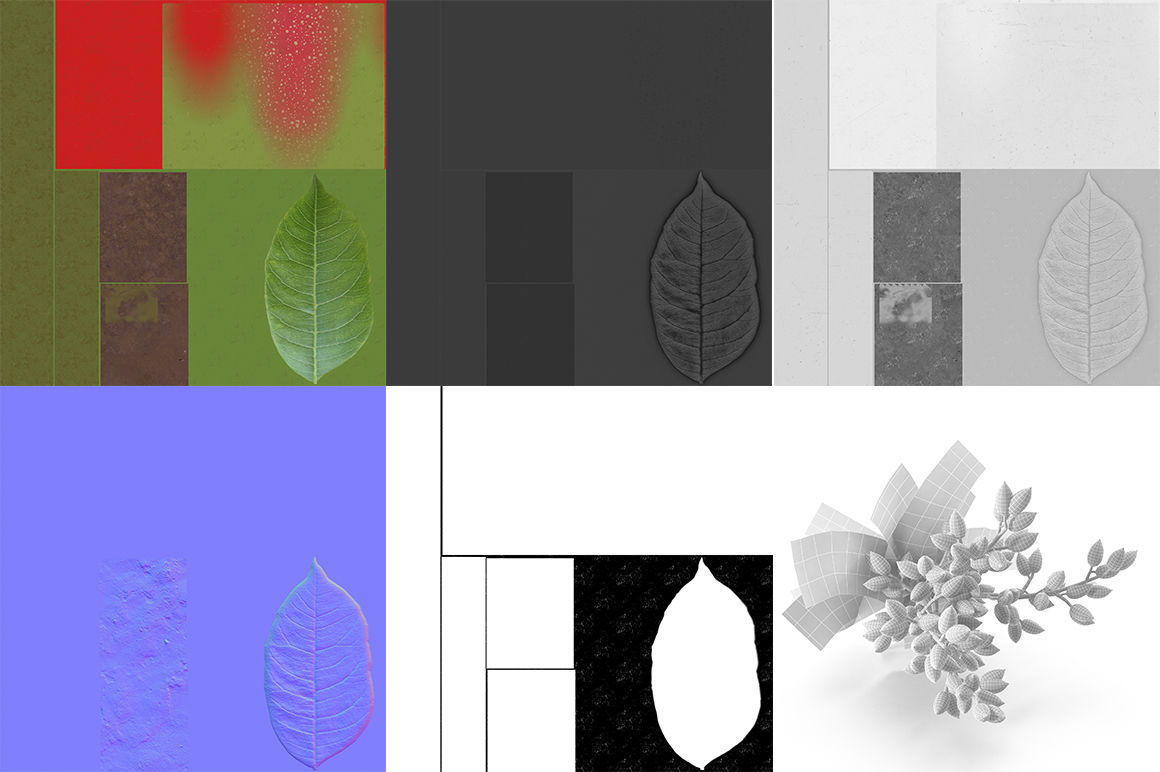 Pistachios branch V1 3D model_10