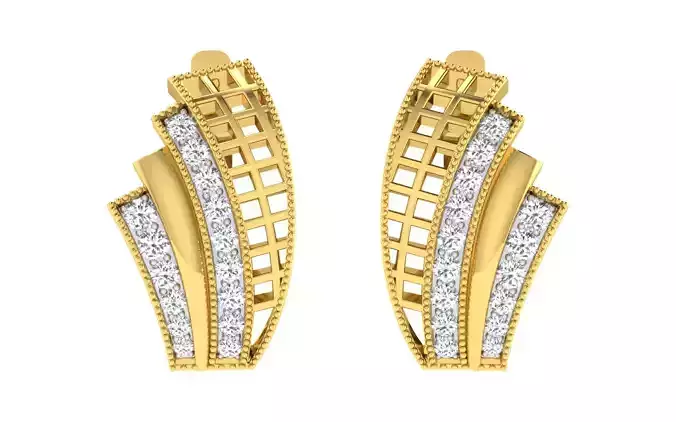Solitaire Women Drop Earring 3dm STL OBJ FBX Render Details
