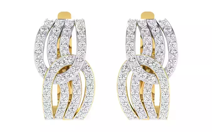 Solitaire Women Drop Earring 3dm STL OBJ FBX Render Details