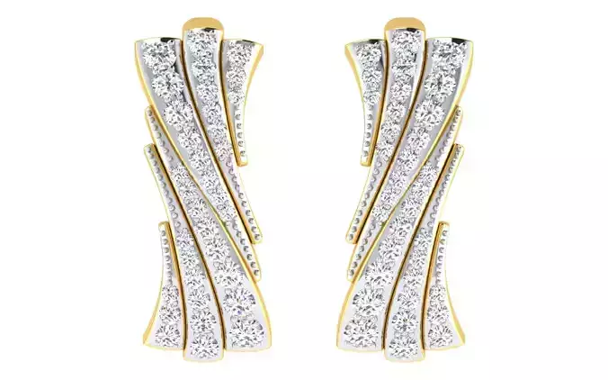Solitaire Women Drop Earring 3dm STL OBJ FBX Render Details