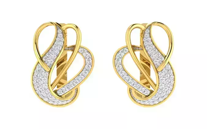 Solitaire Women Drop Earring 3dm STL OBJ FBX Render Details
