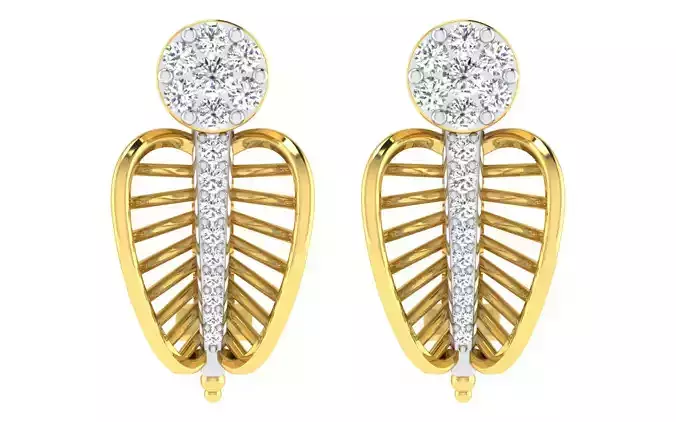 Solitaire Women Drop Earring 3dm STL OBJ FBX Render Details