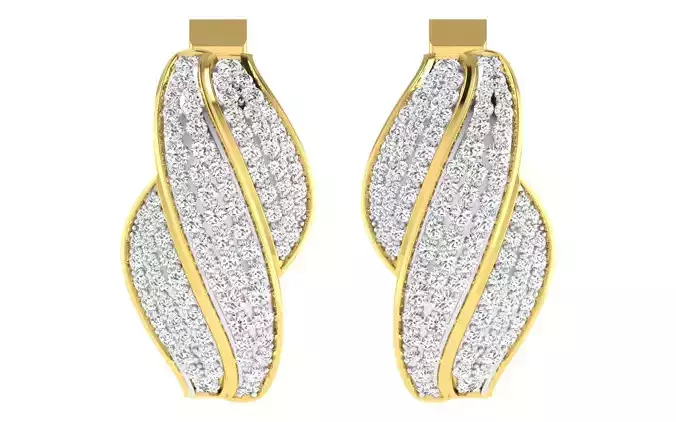 Solitaire Women Drop Earring 3dm STL OBJ FBX Render Details