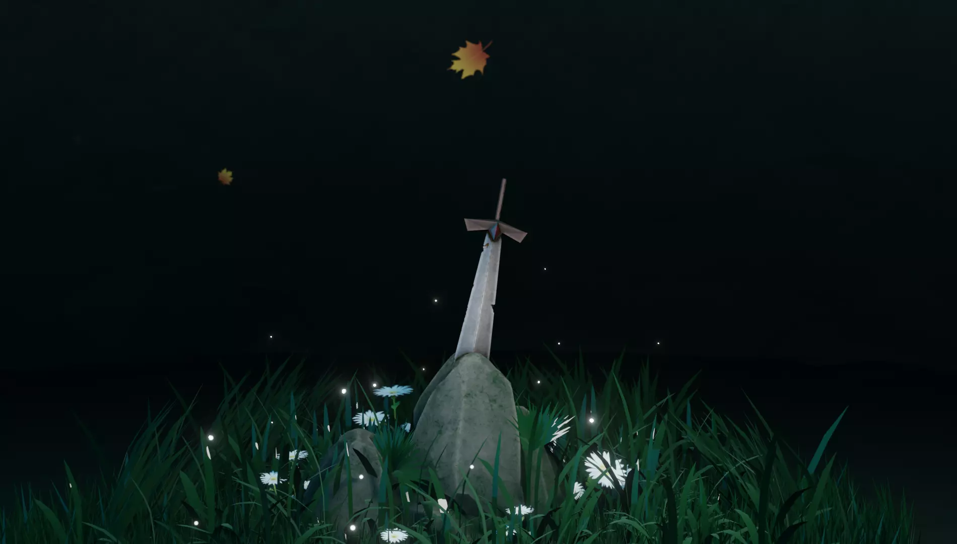 A Sword in grass Free low-poly 3D model