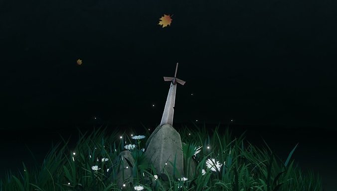 A Sword in grass Free low-poly 3D model