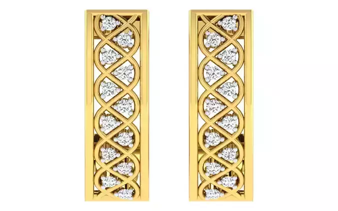 Solitaire Women Drop Earring 3dm STL OBJ FBX Render Details
