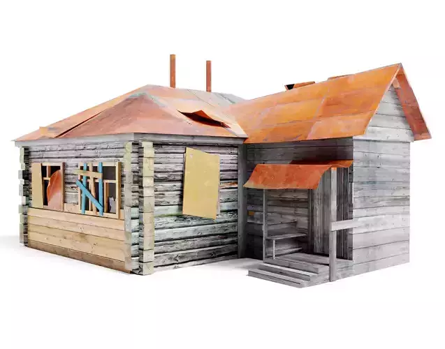 CountryHouseC old damaged as1 Low-poly 3D model