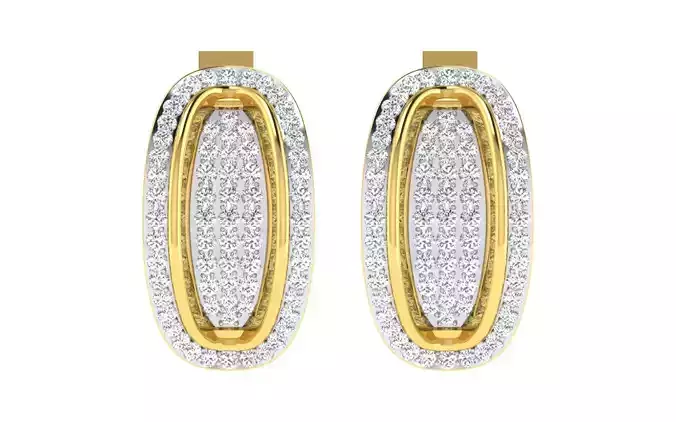 Solitaire Women Drop Earring 3dm STL OBJ FBX Render Details