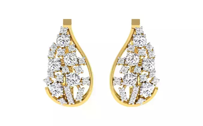 Solitaire Women Drop Earring 3dm STL OBJ FBX Render Details 3D print model