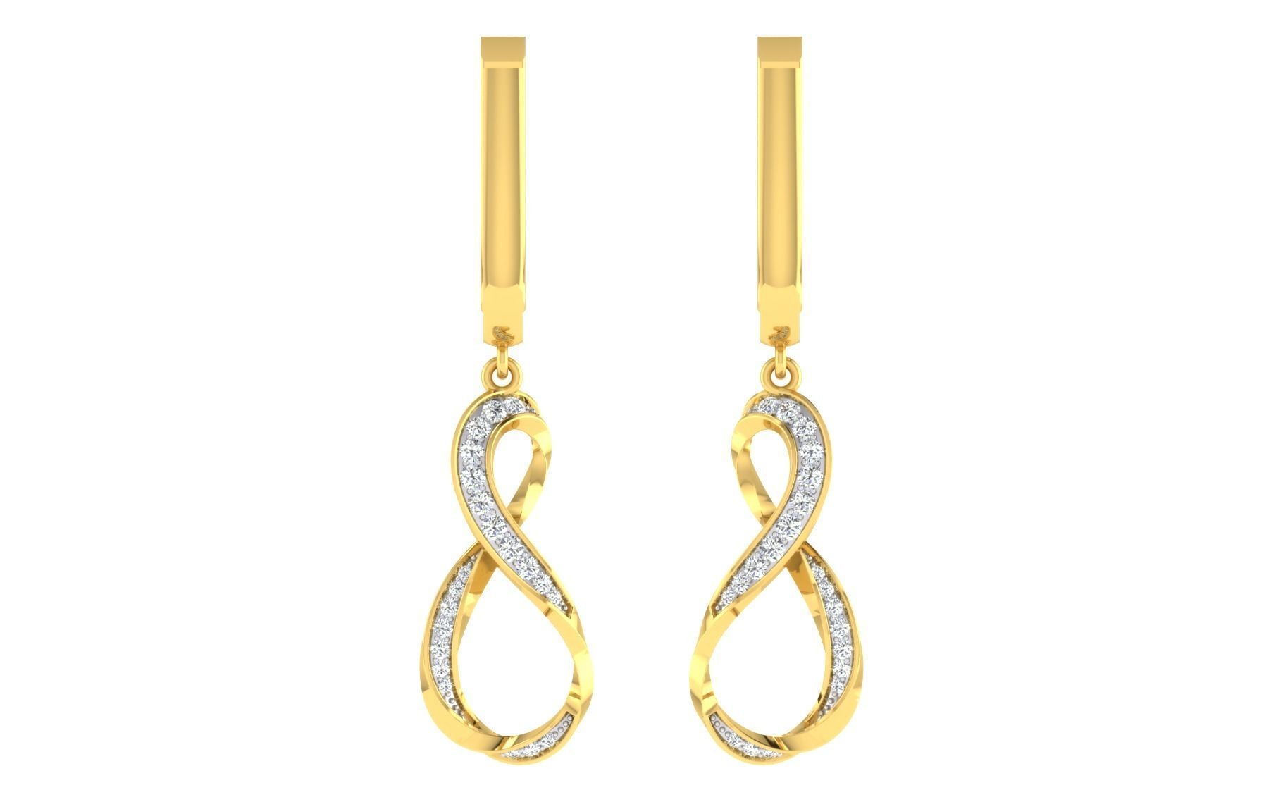 Solitaire Women Drop Earring 3dm STL OBJ FBX Render Details 3D print model_3