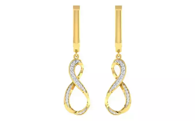 Solitaire Women Drop Earring 3dm STL OBJ FBX Render Details