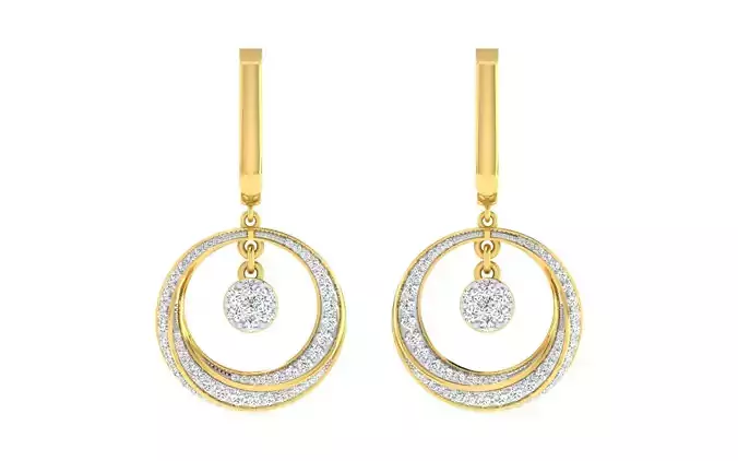 Solitaire Women Drop Earring 3dm STL OBJ FBX Render Details