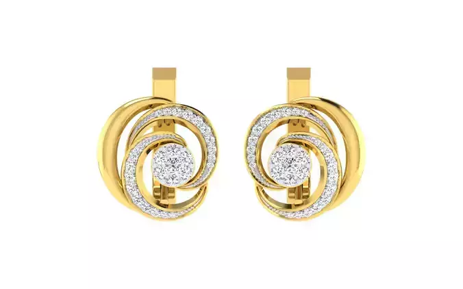 Solitaire Women Stud Earring 3dm STL OBJ FBX Render Details