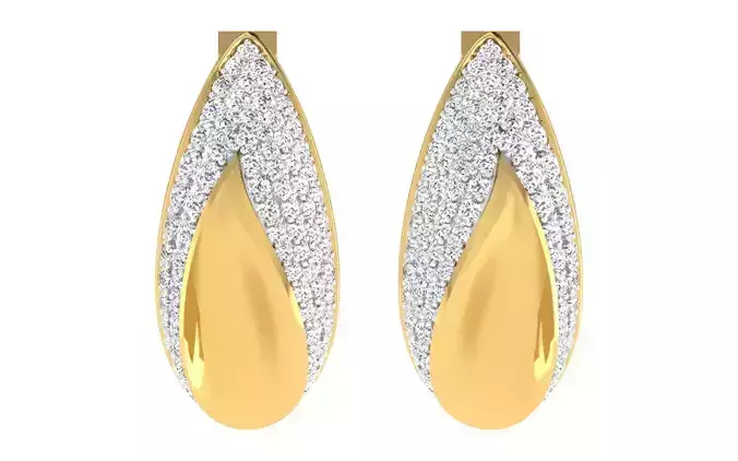 Solitaire Women Drop Earring 3dm STL OBJ FBX Render Details