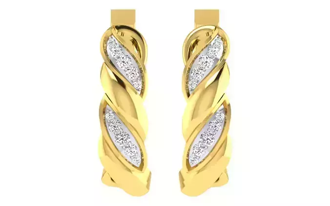 Solitaire Women Drop Earring 3dm STL OBJ FBX Render Details