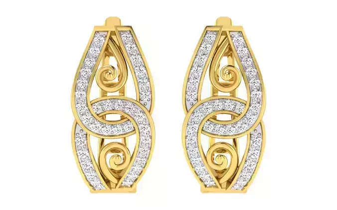 Solitaire Women Drop Earring 3dm STL OBJ FBX Render Details