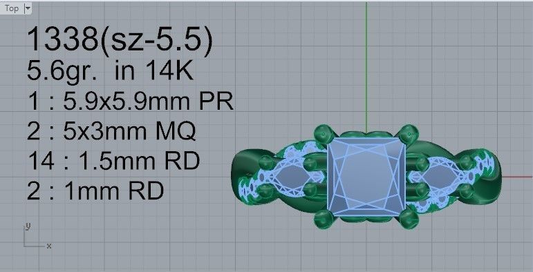 3-Stone Twisted Ring 1338 3D print model_4
