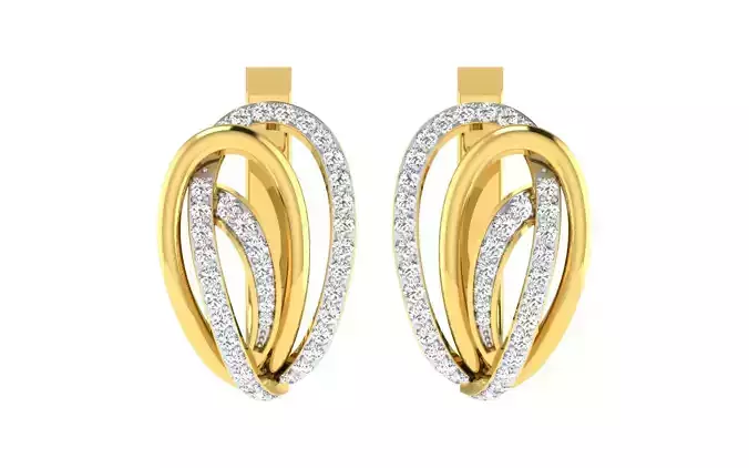 Solitaire Women Drop Earring 3dm STL OBJ FBX Render Details