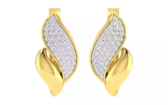 Solitaire Women Drop Earring 3dm STL OBJ FBX Render Details