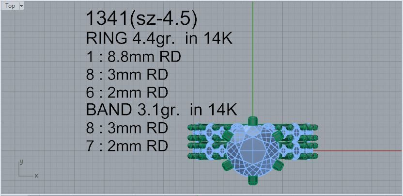Round Cut Diamond Bridal Set 1341 3D print model_4