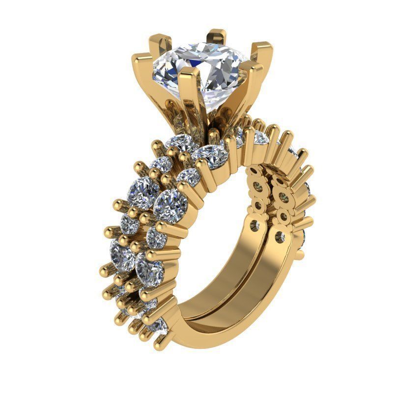 Round Cut Diamond Bridal Set 1341 3D print model_1