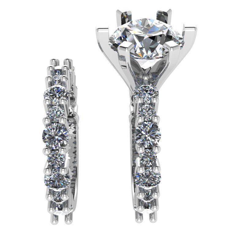 Round Cut Diamond Bridal Set 1341 3D print model_3