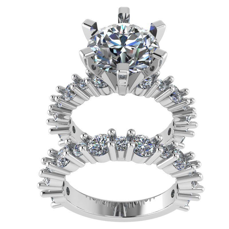 Round Cut Diamond Bridal Set 1341 3D print model_2