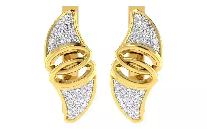 Solitaire Women Drop Earring 3dm STL OBJ FBX Render Details